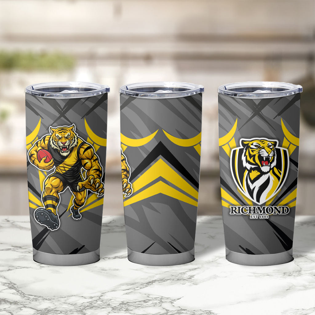 Richmond Tigers Australian Football Tumbler Cup Fierce Tiger Mascot - Bold Team Colors