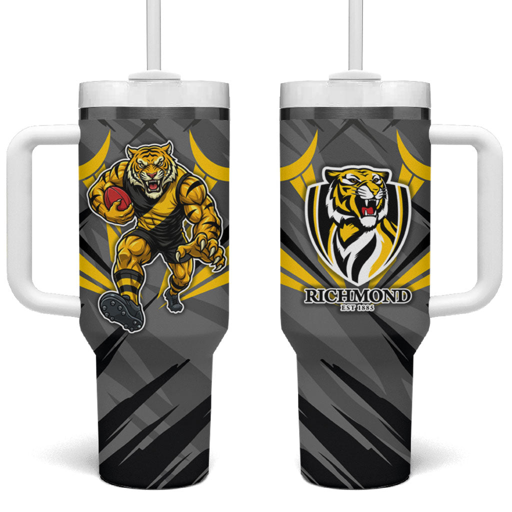 Richmond Tigers Australian Football Tumbler With Handle Fierce Tiger Mascot - Bold Team Colors