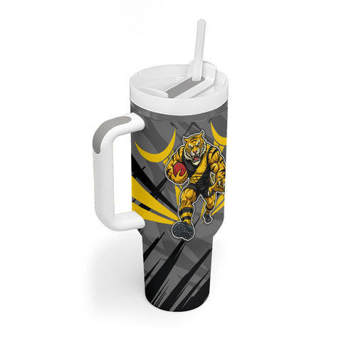 Richmond Tigers Australian Football Tumbler With Handle Fierce Tiger Mascot - Bold Team Colors