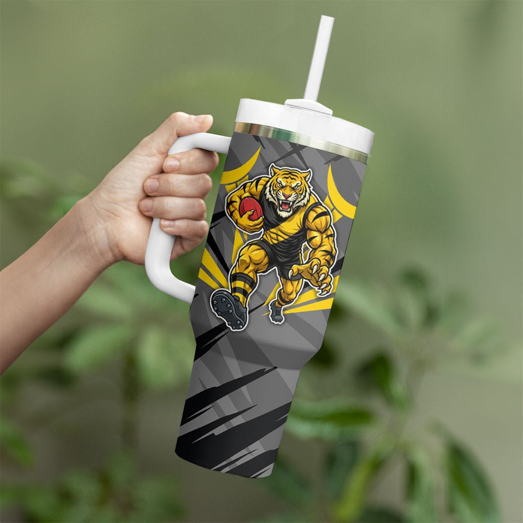 Richmond Tigers Australian Football Tumbler With Handle Fierce Tiger Mascot - Bold Team Colors