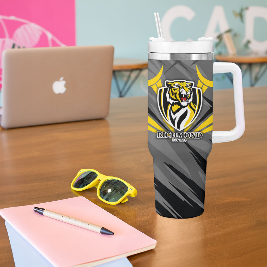 Richmond Tigers Australian Football Tumbler With Handle Fierce Tiger Mascot - Bold Team Colors