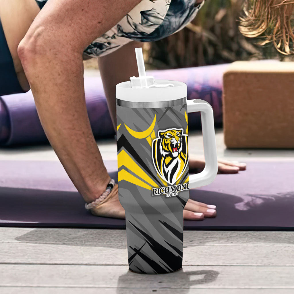 Richmond Tigers Australian Football Tumbler With Handle Fierce Tiger Mascot - Bold Team Colors