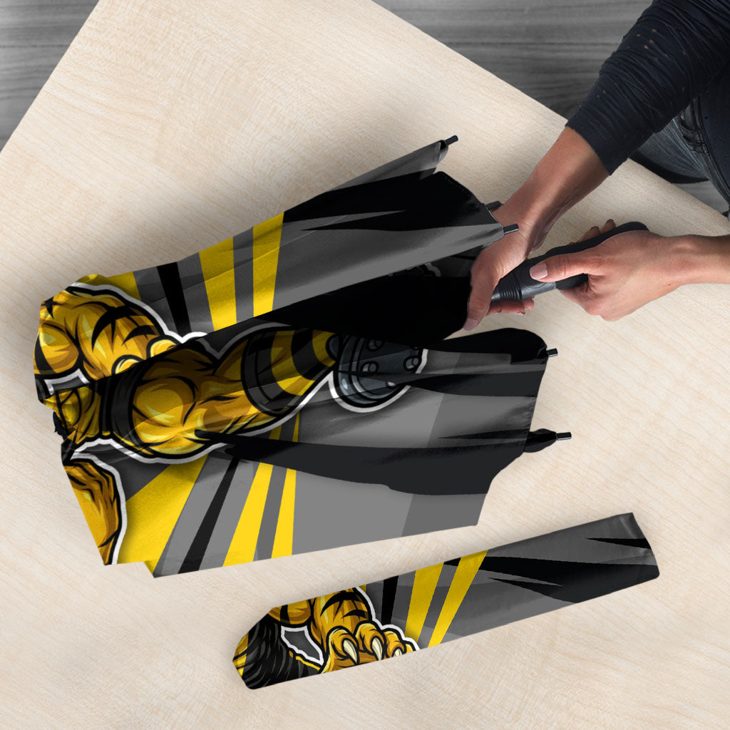 Richmond Tigers Australian Football Umbrella Fierce Tiger Mascot - Bold Team Colors