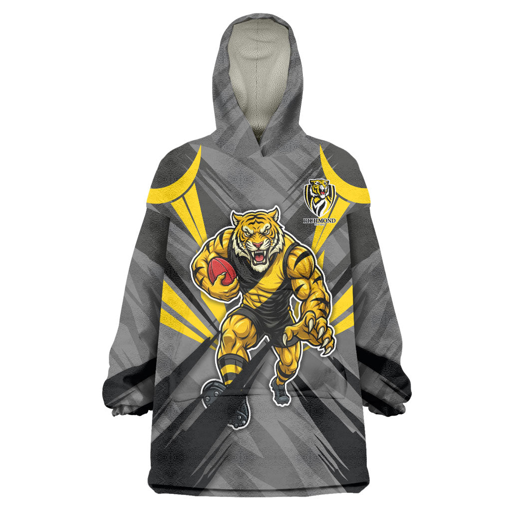 Richmond Tigers Australian Football Wearable Blanket Hoodie Fierce Tiger Mascot - Bold Team Colors