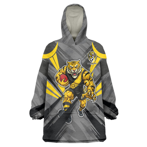 Richmond Tigers Australian Football Wearable Blanket Hoodie Fierce Tiger Mascot - Bold Team Colors