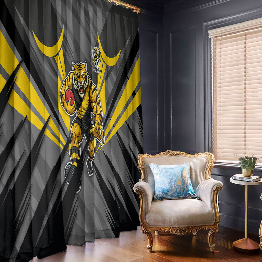 Richmond Tigers Australian Football Window Curtain Fierce Tiger Mascot - Bold Team Colors