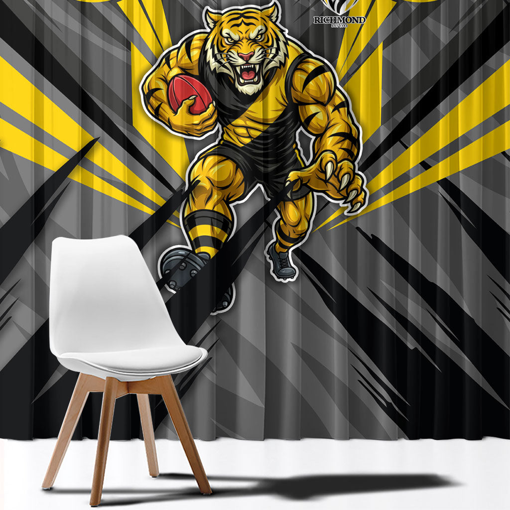 Richmond Tigers Australian Football Window Curtain Fierce Tiger Mascot - Bold Team Colors