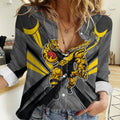 Richmond Tigers Australian Football Women Casual Shirt Fierce Tiger Mascot - Bold Team Colors