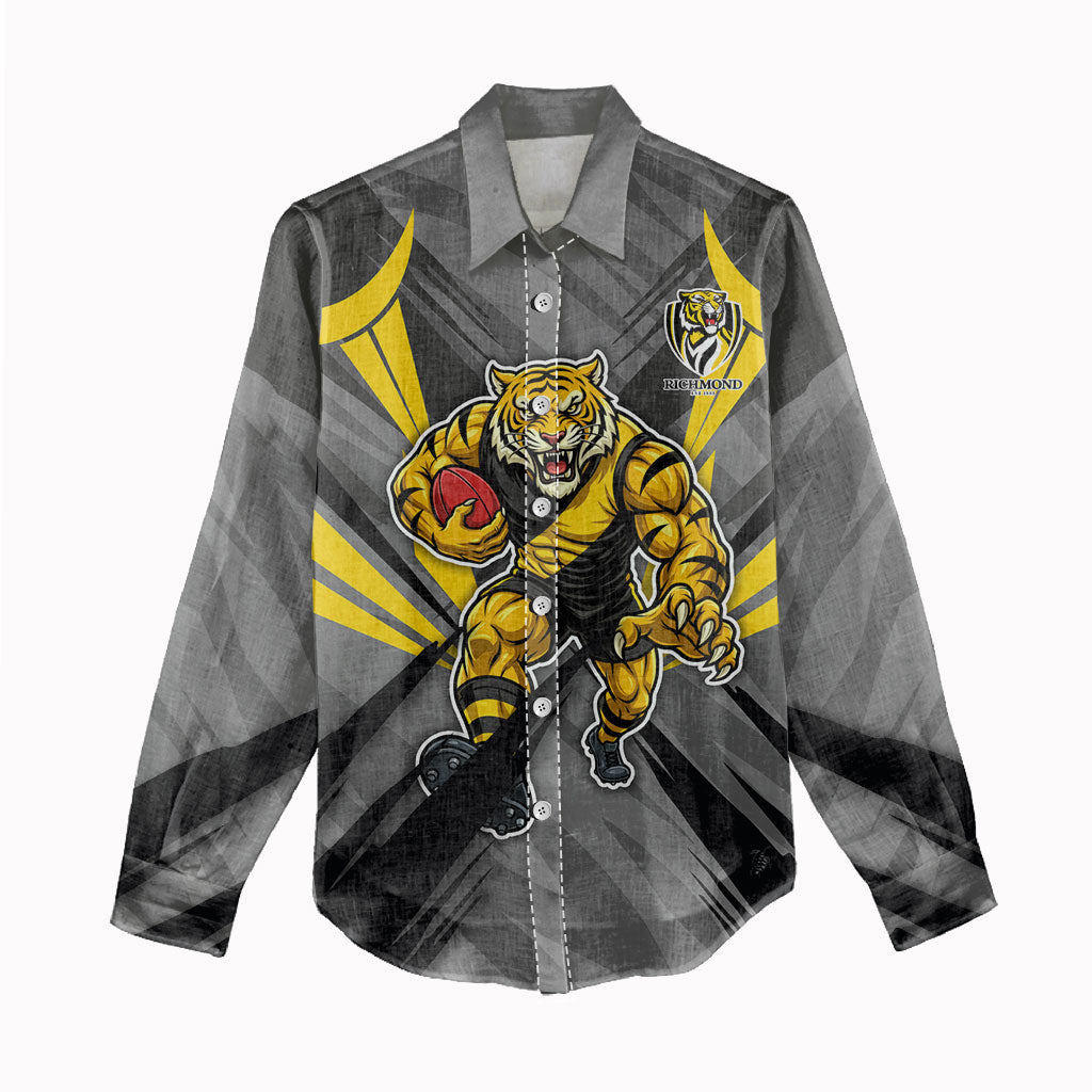 Richmond Tigers Australian Football Women Casual Shirt Fierce Tiger Mascot - Bold Team Colors
