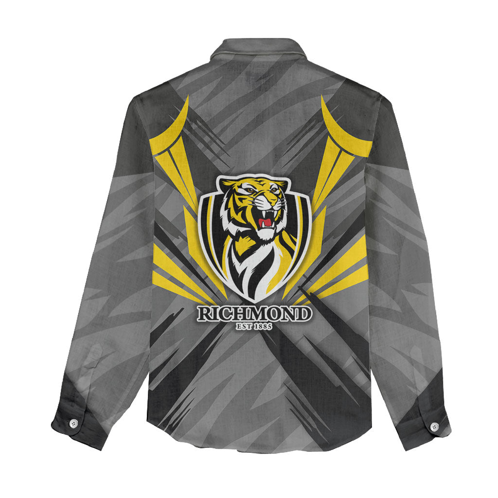 Richmond Tigers Australian Football Women Casual Shirt Fierce Tiger Mascot - Bold Team Colors