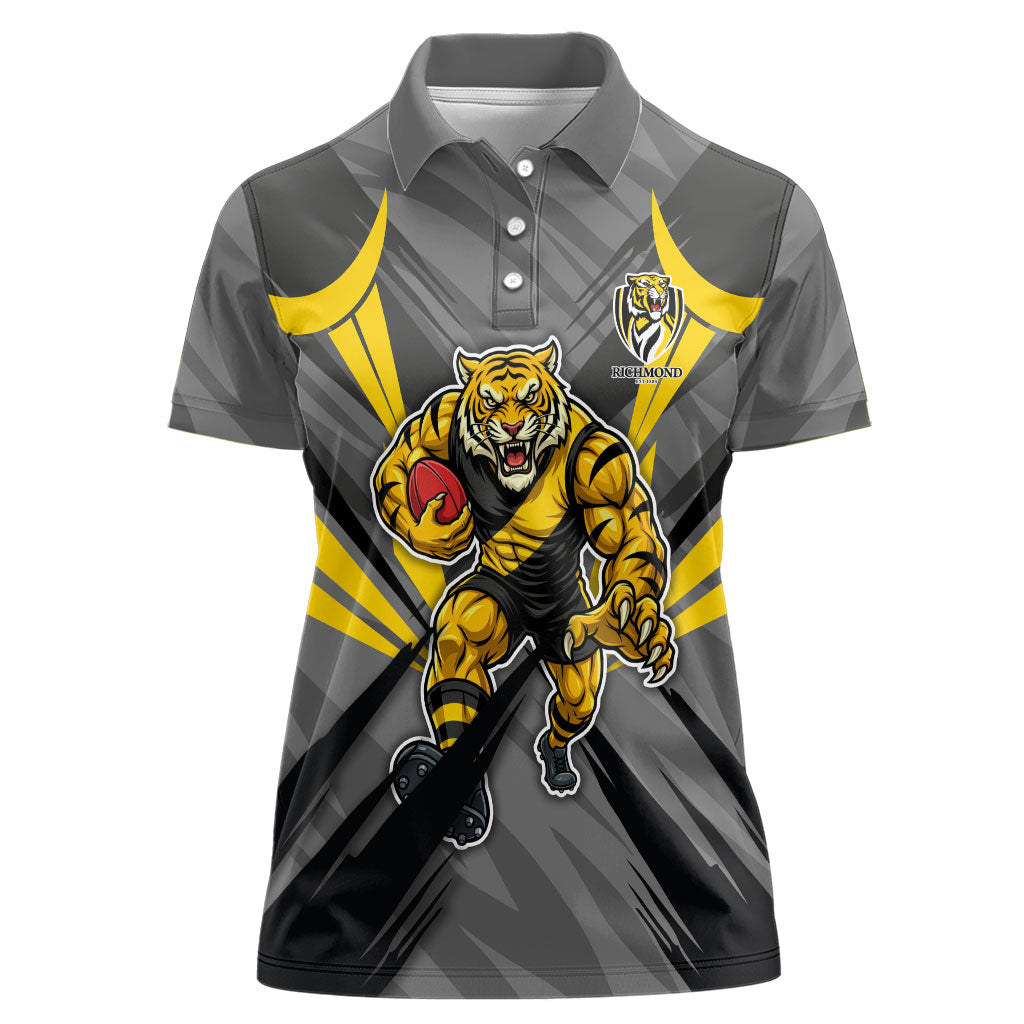 Richmond Tigers Australian Football Women Polo Shirt Fierce Tiger Mascot - Bold Team Colors
