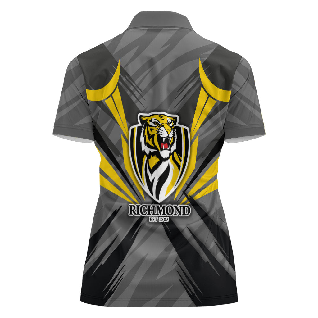 Richmond Tigers Australian Football Women Polo Shirt Fierce Tiger Mascot - Bold Team Colors