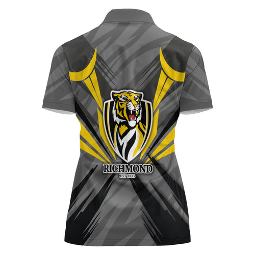 Richmond Tigers Australian Football Women Polo Shirt Fierce Tiger Mascot - Bold Team Colors