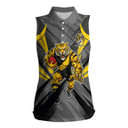 Richmond Tigers Australian Football Women Sleeveless Polo Shirt Fierce Tiger Mascot - Bold Team Colors