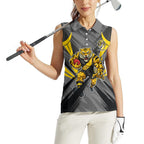 Richmond Tigers Australian Football Women Sleeveless Polo Shirt Fierce Tiger Mascot - Bold Team Colors