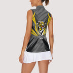 Richmond Tigers Australian Football Women Sleeveless Polo Shirt Fierce Tiger Mascot - Bold Team Colors