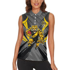 Richmond Tigers Australian Football Women Sleeveless Polo Shirt Fierce Tiger Mascot - Bold Team Colors