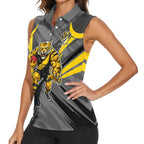 Richmond Tigers Australian Football Women Sleeveless Polo Shirt Fierce Tiger Mascot - Bold Team Colors