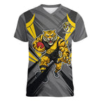 Richmond Tigers Australian Football Women V-Neck T-Shirt Fierce Tiger Mascot - Bold Team Colors