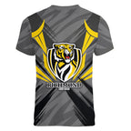 Richmond Tigers Australian Football Women V-Neck T-Shirt Fierce Tiger Mascot - Bold Team Colors