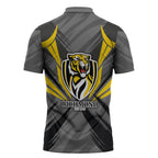 Richmond Tigers Australian Football Zipper Polo Shirt Fierce Tiger Mascot - Bold Team Colors