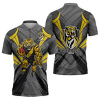 Richmond Tigers Australian Football Zipper Polo Shirt Fierce Tiger Mascot - Bold Team Colors