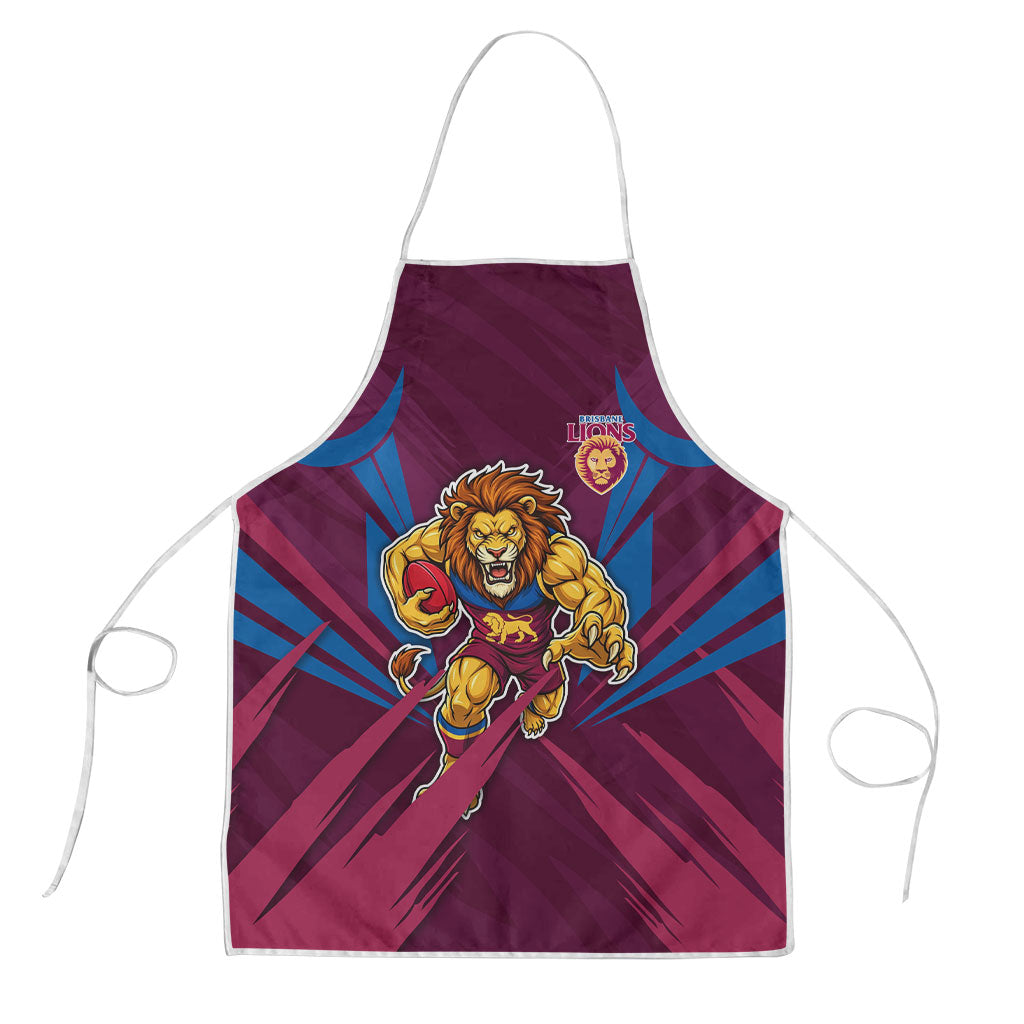 Brisbane Lions Australian Football Apron Powerful Lion Mascot - Bold Team Colors