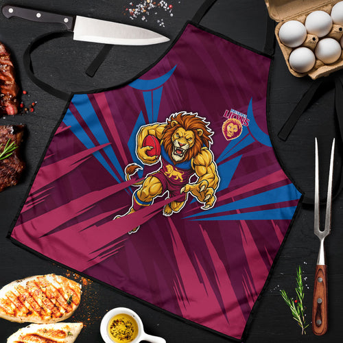 Brisbane Lions Australian Football Apron Powerful Lion Mascot - Bold Team Colors