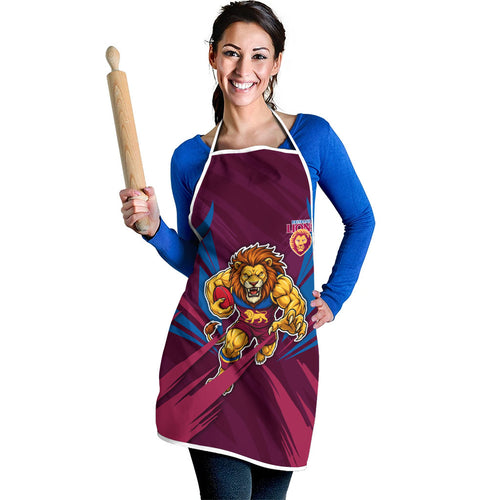 Brisbane Lions Australian Football Apron Powerful Lion Mascot - Bold Team Colors