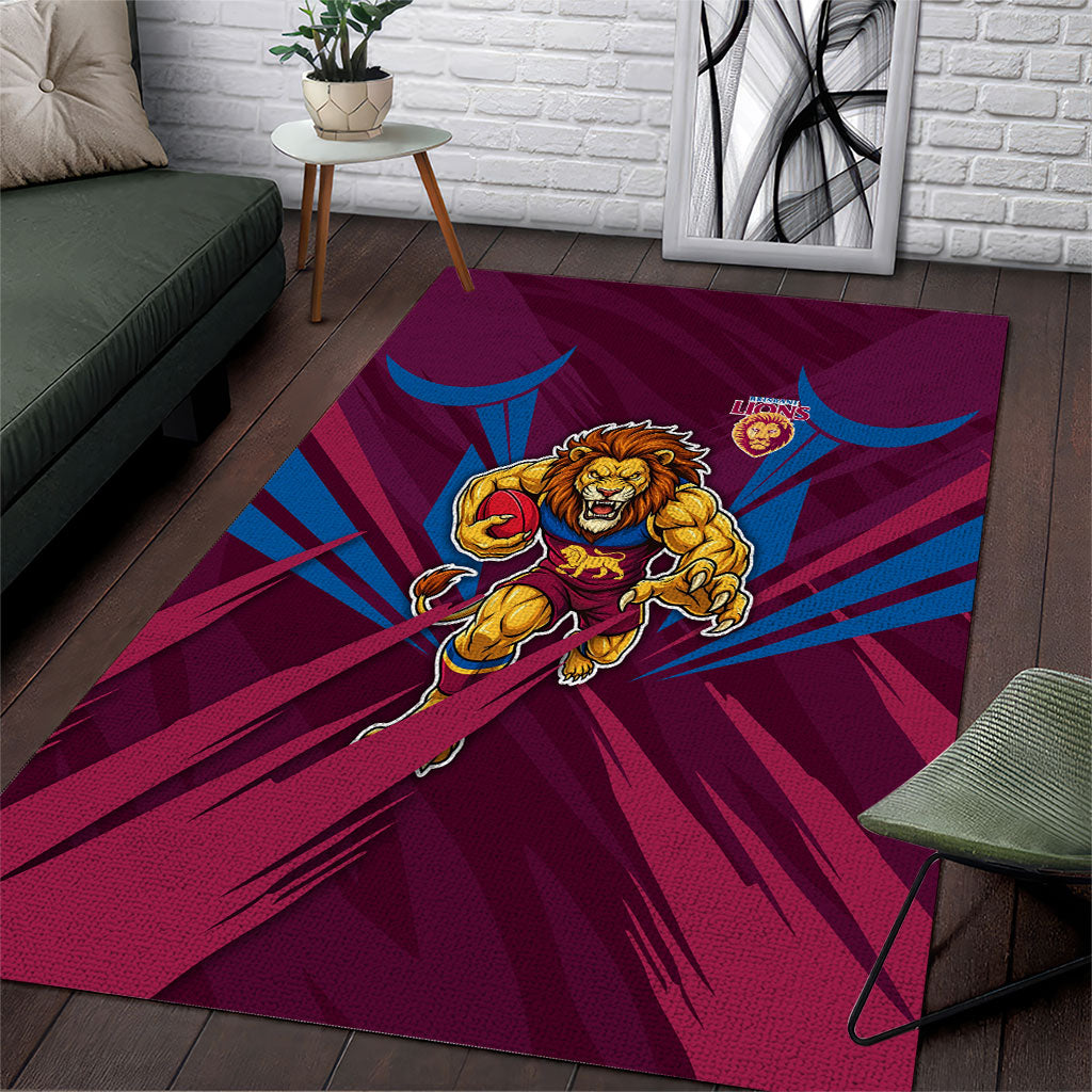 Brisbane Lions Australian Football Area Rug Powerful Lion Mascot - Bold Team Colors