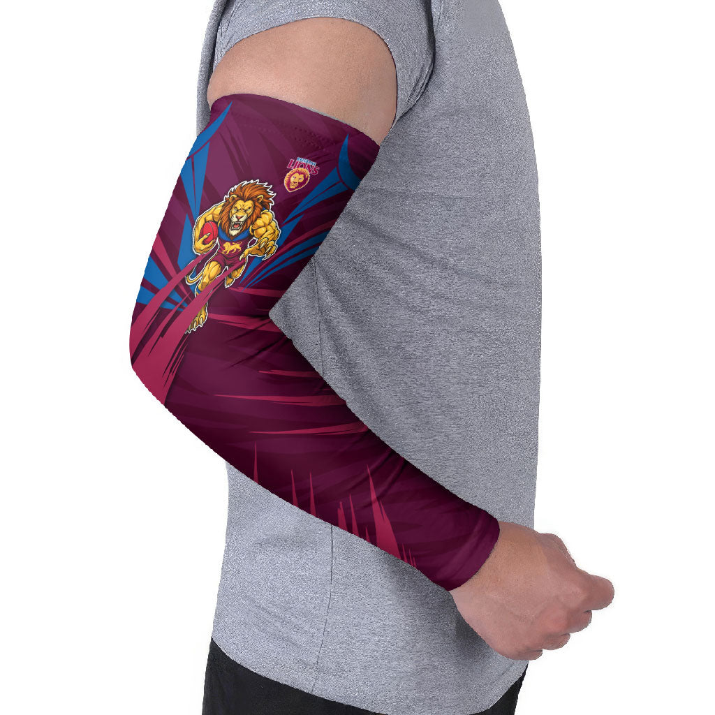 Brisbane Lions Australian Football Arm Sleeves Powerful Lion Mascot - Bold Team Colors