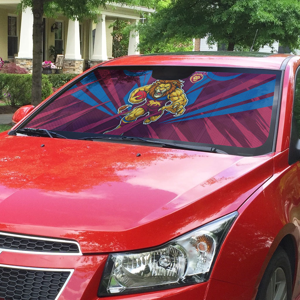 Brisbane Lions Australian Football Auto Sun Shade Powerful Lion Mascot - Bold Team Colors