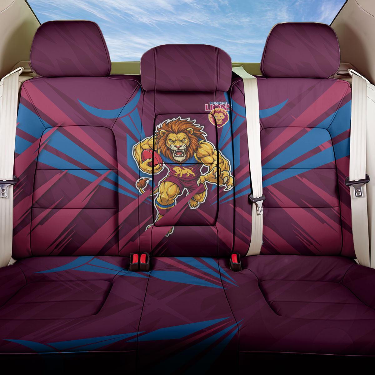 Brisbane Lions Australian Football Back Car Seat Cover Powerful Lion Mascot - Bold Team Colors
