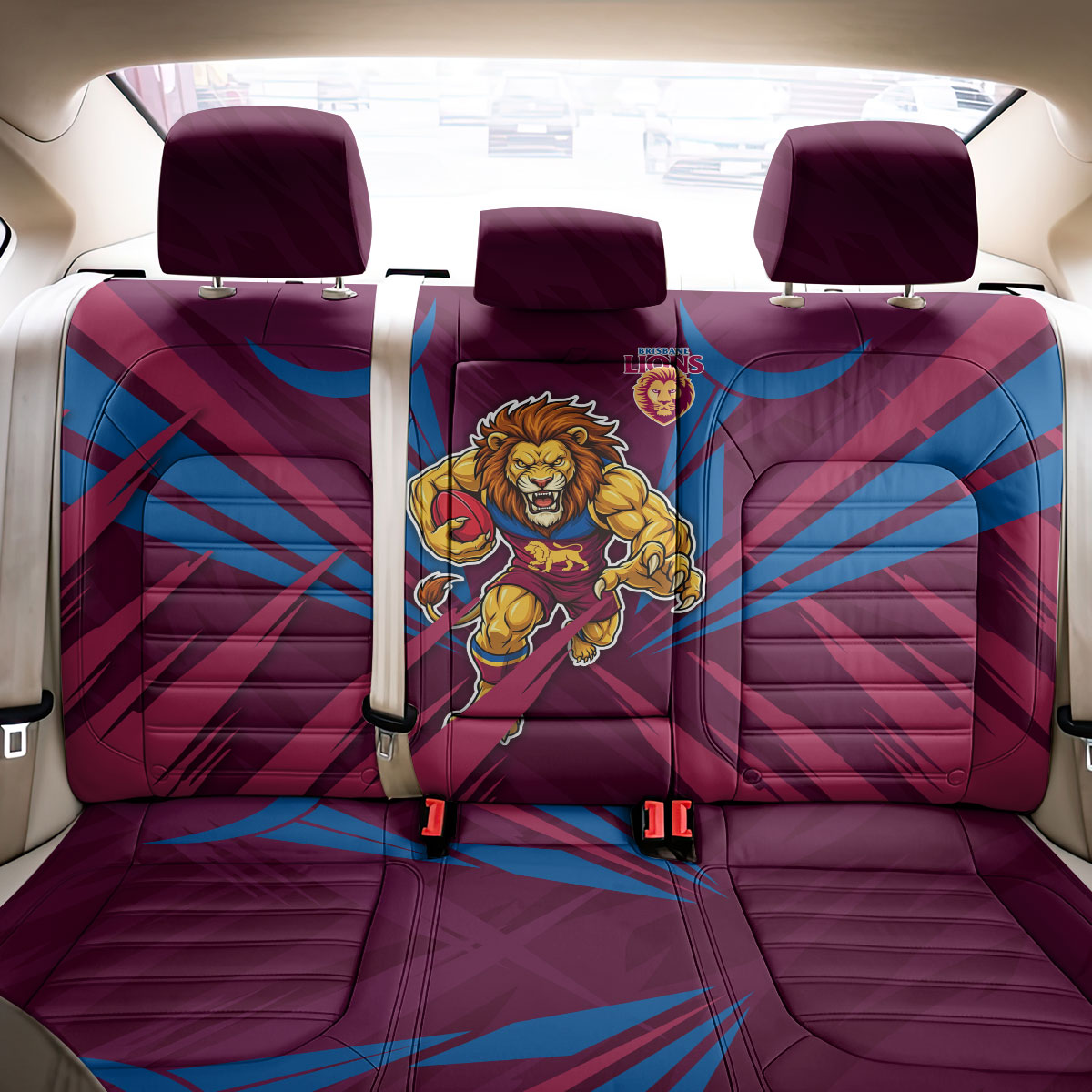 Brisbane Lions Australian Football Back Car Seat Cover Powerful Lion Mascot - Bold Team Colors