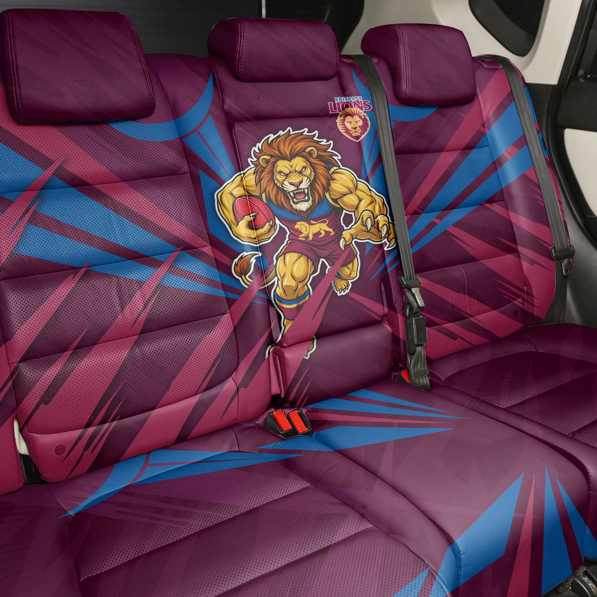 Brisbane Lions Australian Football Back Car Seat Cover Powerful Lion Mascot - Bold Team Colors