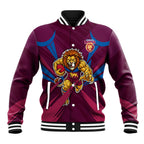 Brisbane Lions Australian Football Baseball Jacket Powerful Lion Mascot - Bold Team Colors