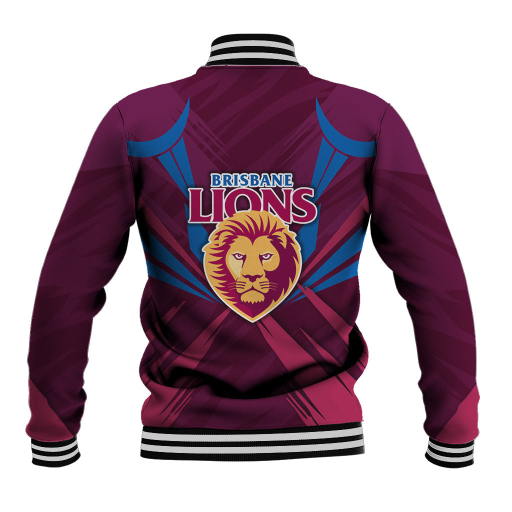 Brisbane Lions Australian Football Baseball Jacket Powerful Lion Mascot - Bold Team Colors