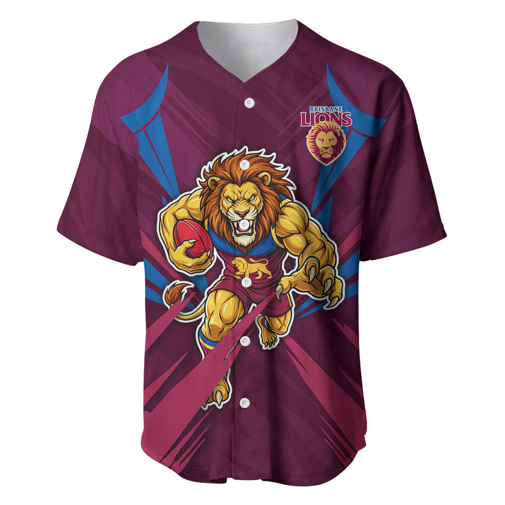 Brisbane Lions Australian Football Baseball Jersey Powerful Lion Mascot - Bold Team Colors