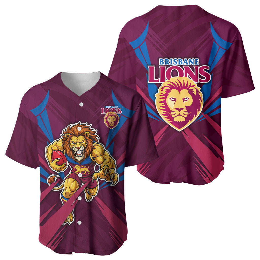 Brisbane Lions Australian Football Baseball Jersey Powerful Lion Mascot - Bold Team Colors