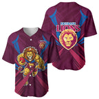 Brisbane Lions Australian Football Baseball Jersey Powerful Lion Mascot - Bold Team Colors