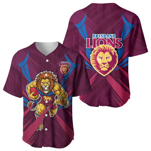 Brisbane Lions Australian Football Baseball Jersey Powerful Lion Mascot - Bold Team Colors