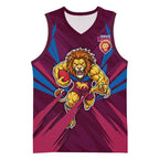 Brisbane Lions Australian Football Basketball Jersey Powerful Lion Mascot - Bold Team Colors
