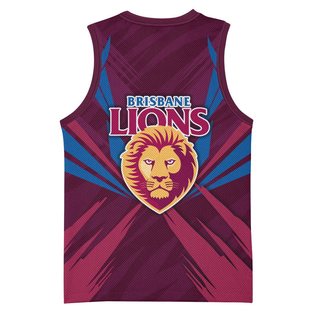 Brisbane Lions Australian Football Basketball Jersey Powerful Lion Mascot - Bold Team Colors
