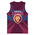 Brisbane Lions Australian Football Basketball Jersey Powerful Lion Mascot - Bold Team Colors