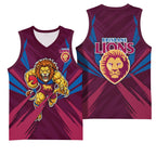 Brisbane Lions Australian Football Basketball Jersey Powerful Lion Mascot - Bold Team Colors
