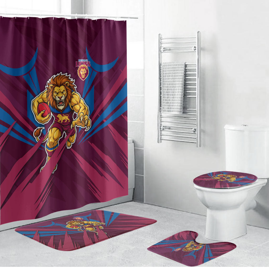 Brisbane Lions Australian Football Bathroom Set Powerful Lion Mascot - Bold Team Colors