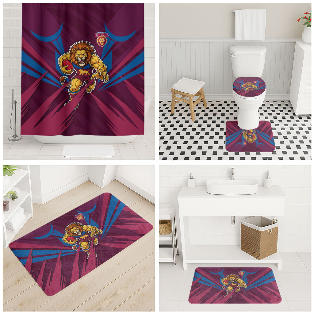 Brisbane Lions Australian Football Bathroom Set Powerful Lion Mascot - Bold Team Colors