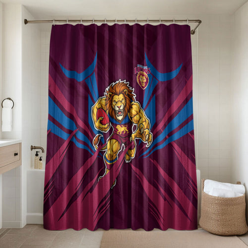 Brisbane Lions Australian Football Bathroom Set Powerful Lion Mascot - Bold Team Colors