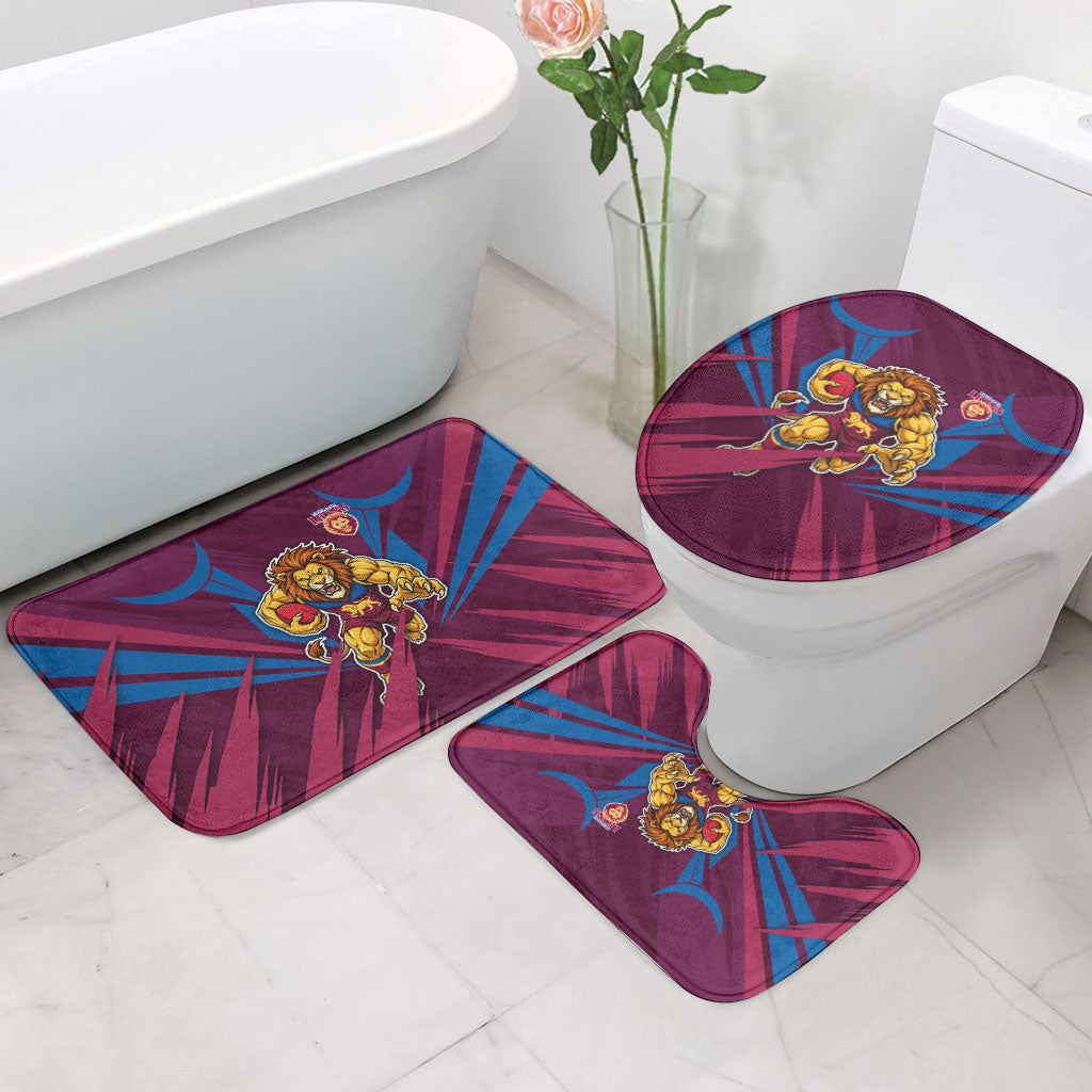 Brisbane Lions Australian Football Bathroom Set Powerful Lion Mascot - Bold Team Colors