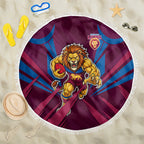Brisbane Lions Australian Football Beach Blanket Powerful Lion Mascot - Bold Team Colors